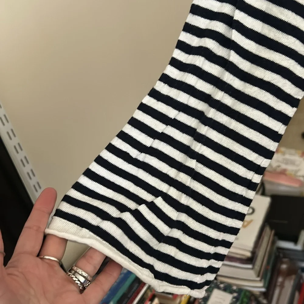 J. Crew Black and White Striped Women's Top 3/4 Sleeves